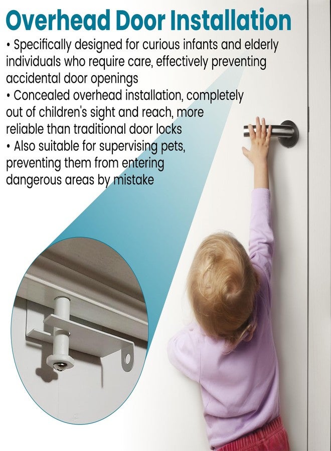 VIDABTE Child Safety Door Top Lock For Interior And Exterior Doors, Top Door Lock Prevents Children And Pets From Opening The Door, Adjustable Child Locks (1 Pcs) - Image 5